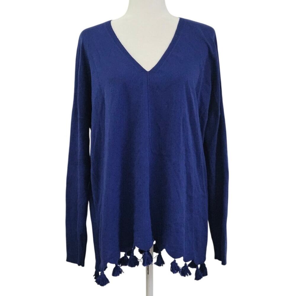 Lilly Pulitzer Royal Blue Purple Paradise Martine Tassel Sweater | Women's L
